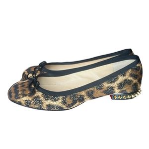 Christian Louboutin La Massine leopard spikes flats RETAIL 795 size 36.5.